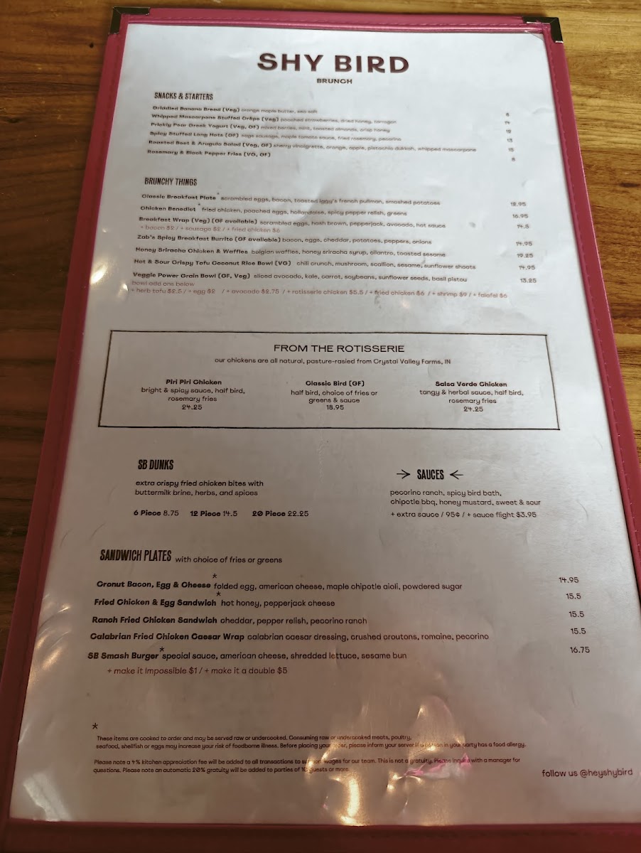 Shy Bird - Kendall Square Menu - Image 4